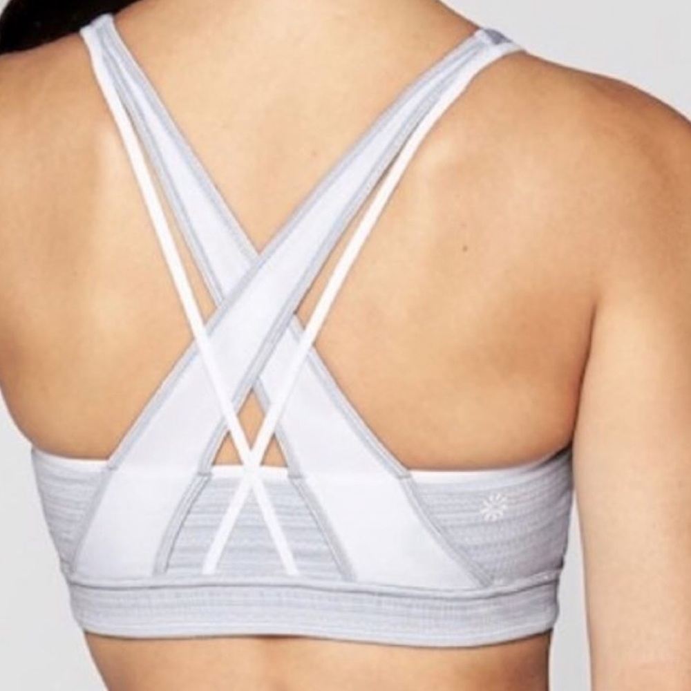 Athleta Gray Jacquard Transcendence Sports Bra